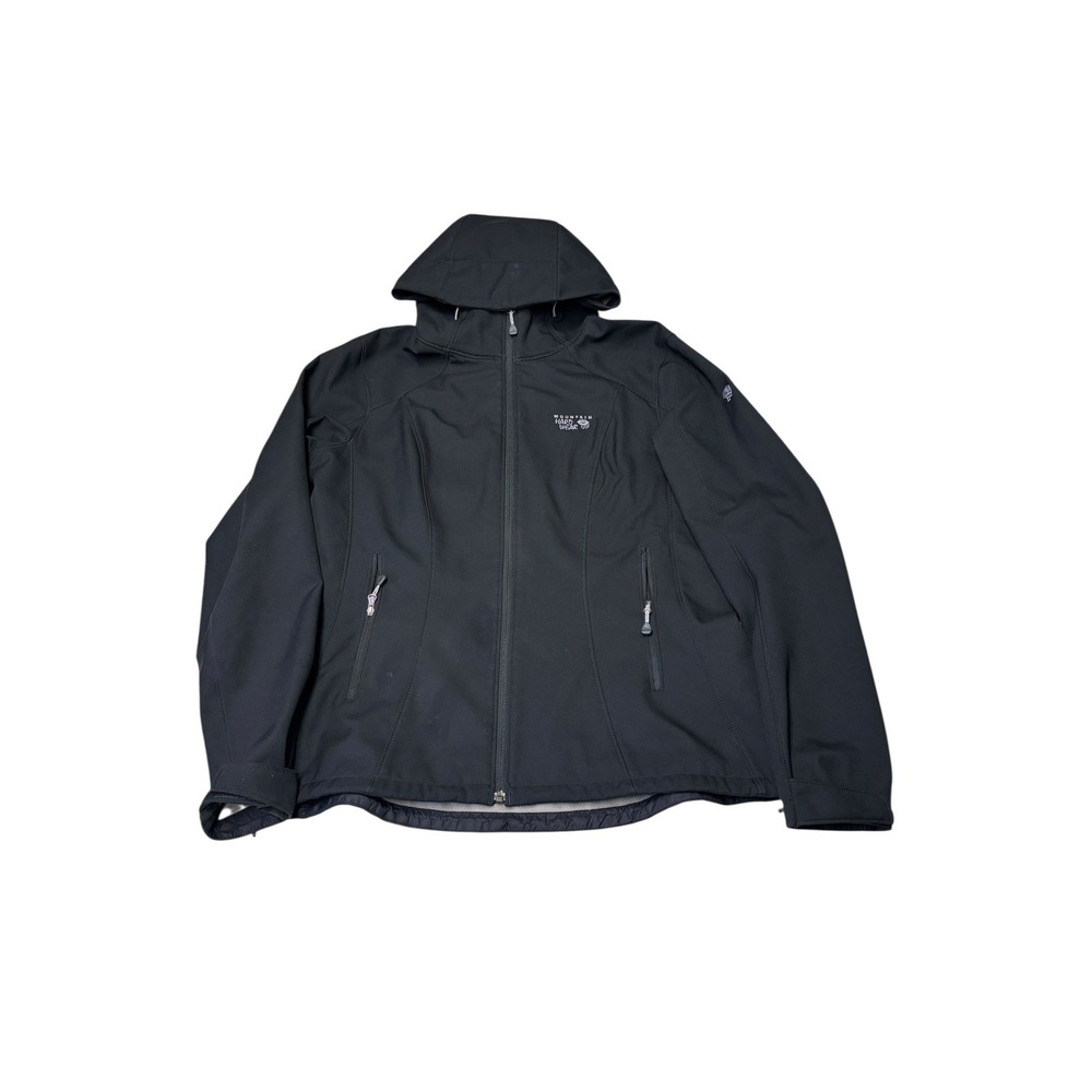 Mountain Hardwear Womens Black Softshell Hooded Fleece Lined Jacket Large